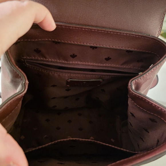kate spade Burgundy Leather Mini Backpack with Heart Clasp - Picture 5 of 6